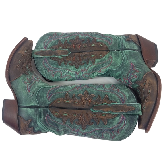 Dan Post Shoes - Dan Post DP 3261 Teal Brown Snip Toe Western Boots